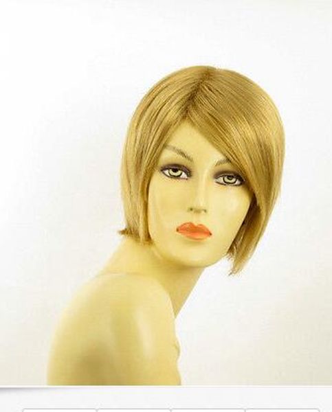 

women short wig elegant light golden hair wig, Black;brown