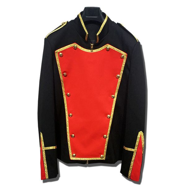 

british style prince gold thread surround retro stage suit men party blazer slim fit jacket singer coat performer coat, White;black