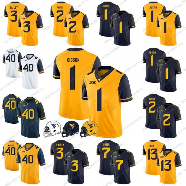

West Virginia Mountaineers 40 Pat McAfee 1 Shelton Gibson 1 Tavon Austin 2 Ka'Raun White 3 Stedman Bailey Football Jerseys S-3XL