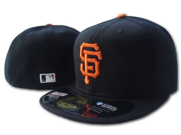 

wholesale on field men's giants fitted hat flat brim embroiered sf letter team logo fans baseball hat giants full closed chapeu, Blue;gray