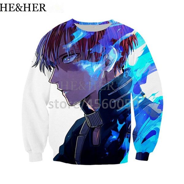 

new arrival fashion 3d color printed hoodies men women my hero institute sweatshirts harajuku hoodie funny streetwear, Black