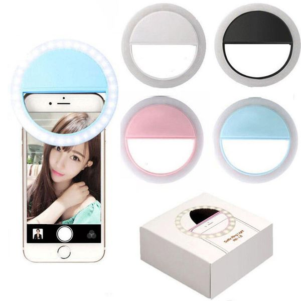 Yeni RK12 Şarj Edilebilir Evrensel Selfiating Flaş Ledlight Lamba Cep Telefonu Lens LED Selfie Yüzük iphone Samsung için
