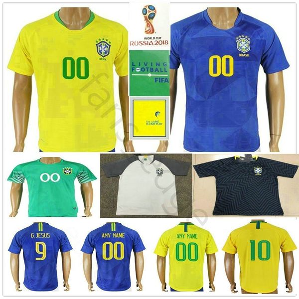 

2018 World Cup Soccer Jersey PELE G.JESUS P.COUTINHO MARCELO RONALDINHO COUTONHO CASEMIRO FAGNER ALISSON Custom Home Away Football Shirt