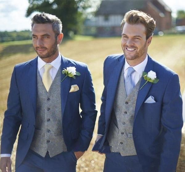 

one button blue groom tuxedos peak lapel groomsmen man suits mens wedding suits (jacket+pants+vest+tie) 402, Black;gray