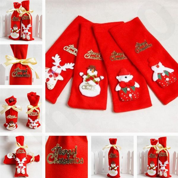 

christmas ornament red wine bag wine bottle sleeve gift bag red wine bottle covers christmas drawstring bags t7i751