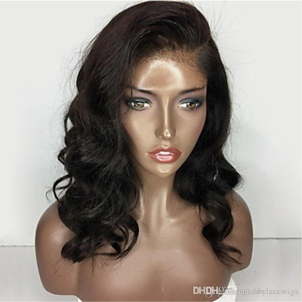 

New tyle remy human hair lace front wig ide parting loo e wave 130 den ity 100 hand tied african american wig natural hairline