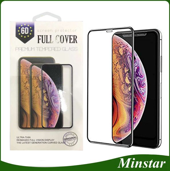 

5d 6d edge clear complete coverage tempered gla creen protector for iphone x max xr x 6 7 8 plu with retail package