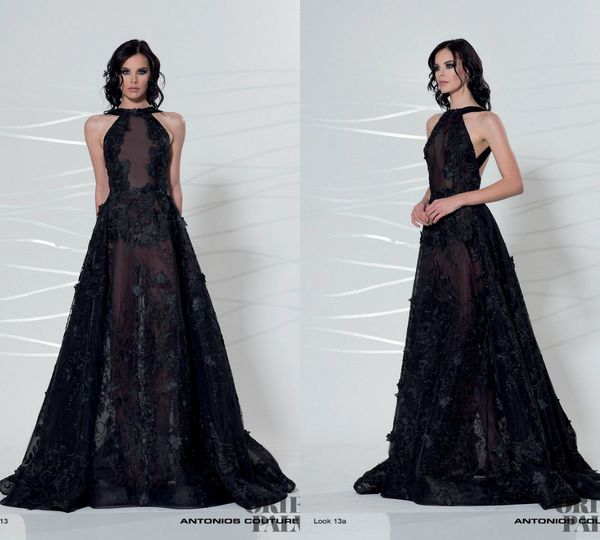 

black evening dresses jewel neck back illusion sweep train organza appliques prom dress party evening wear plus size gowns, Black;red