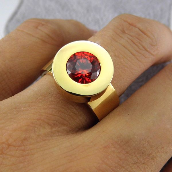 Nuovo design originale Anello in pietra intercambiabile in titanio con zircone a quattro colori in acciaio inossidabile a fascia larga in oro per donna femminile senza dissolvenza290c