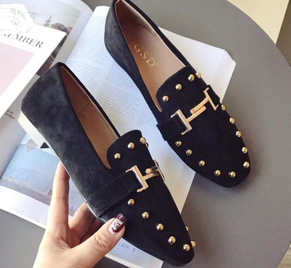 

send 2018 spring fashion square head flat bottom women's shoes, Black