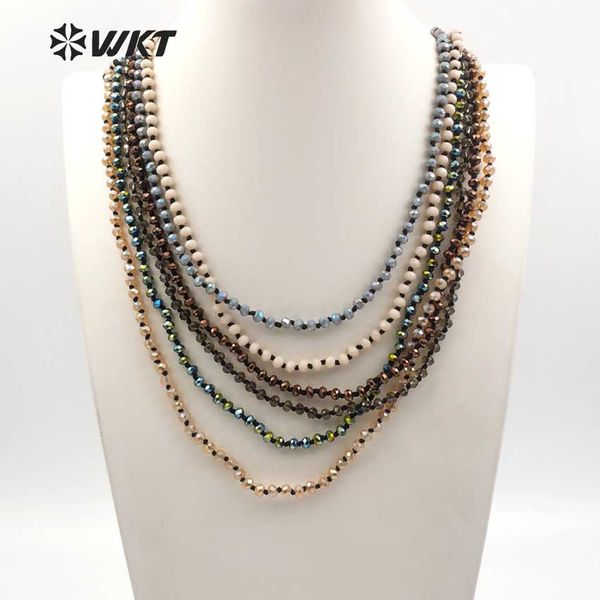 

wt-n1114 wkt new arrival natural crystal bead long necklace multi color optional length can be custom make necklace, Silver