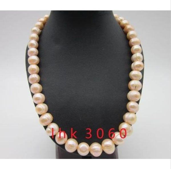 

real natural south sea baroque 12-13mm pink pearl necklace 20" 14k yellow clasp, Silver
