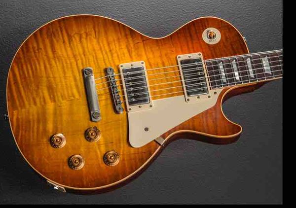 

Standard mark knopfler 1958 amber brown flame maple electric guitar original g body binding little pin abr 1 bridge tuilp tuner