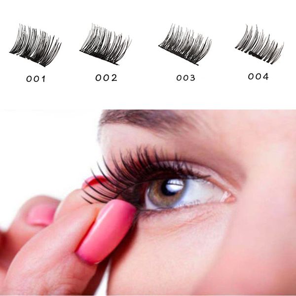 

yansh 3d double magnetic eyelashes natural beauty no glue reusable fake eye lashes extension handmade 4pcs magnetic lashes