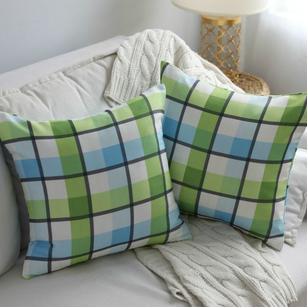 Green Checker Cushion Covers In 2 Sizeds Home Decor Ins Cotton