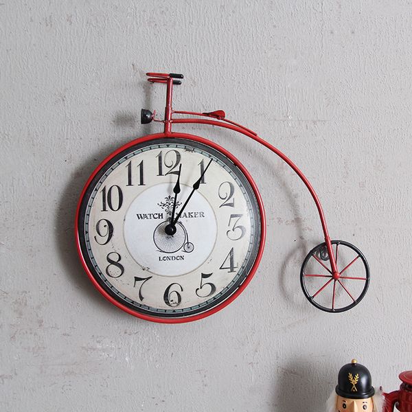 

vintage creative bicycle clock wall mural personality decorative bike design hanging watch retro cycle ornament home decor