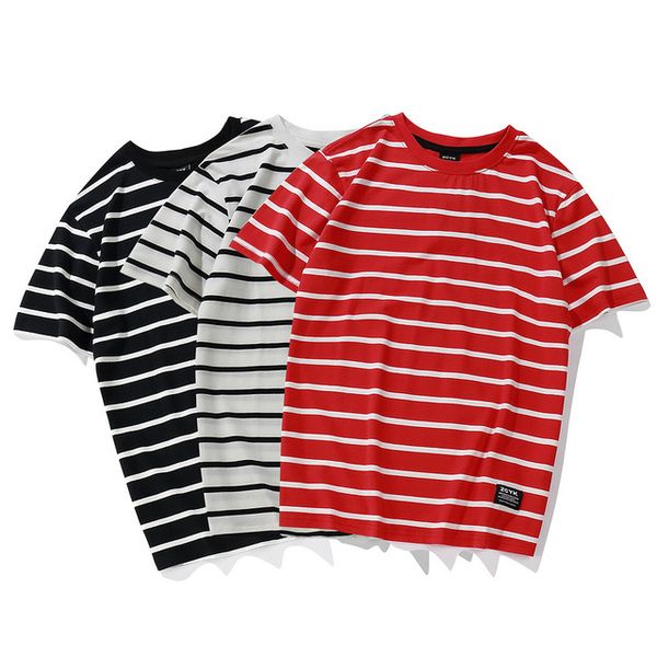 

Fashion Striped T Shirts 2018 Men Women Skateborad Red White Striped T Shirt Top Tees Hip Hop Black White Striped T-Shirts