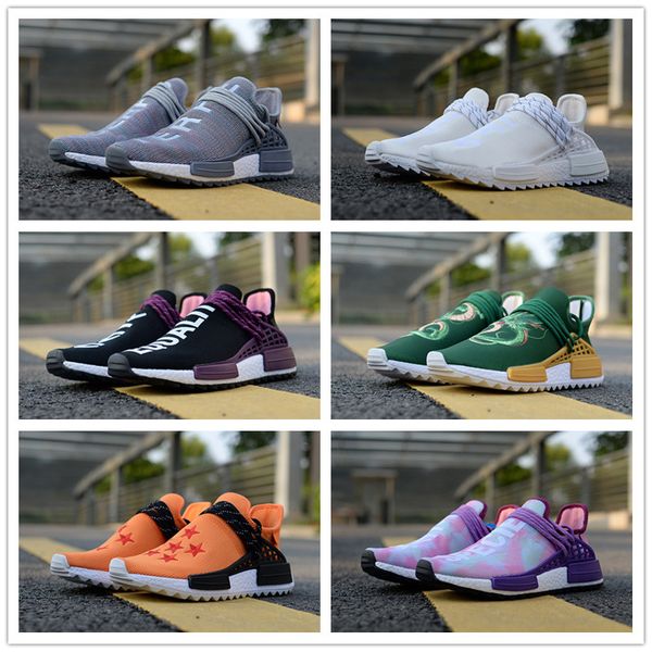 

human race pharrell williams x trail nerd equality orange holi cream casual running shoes men women pw hu sports sneakers 36-45