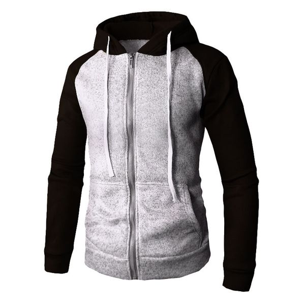 

2018 autumn and winter new color matching casual sports sweater large size men's hoodie fashion comfortable cardigan coat, Black