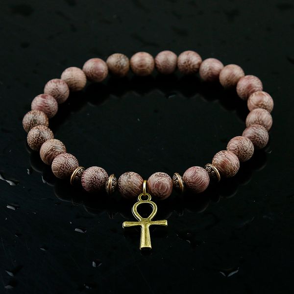 

men wood beads bracelets natural violets wood egyptian bead bracelet wooden women girls egypt hieroglyphs,crux ansata, Golden;silver