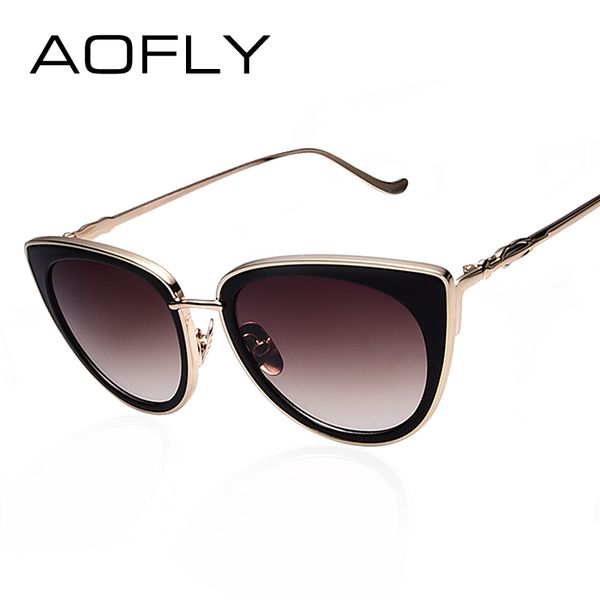 

wholesale-aofly metal frame cat eye women sunglasses female sunglasses designer alloy legs glasses oculos de sol feminino, White;black