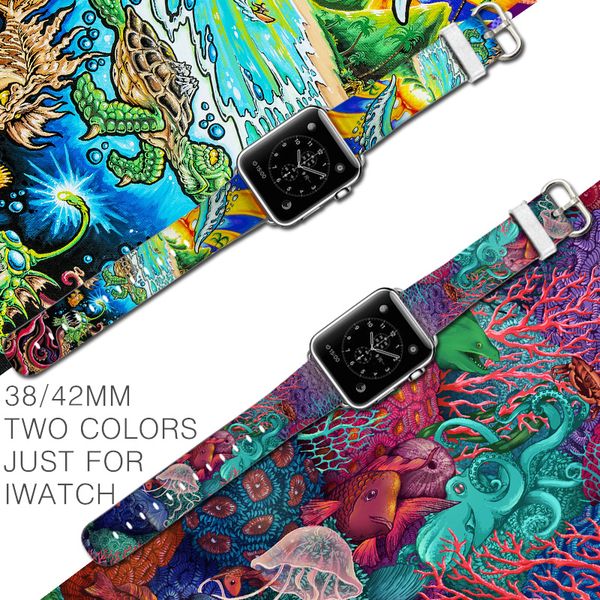 

creative cow leather 38mm 42mm watchband strap women lady watch 22mm 24mm belt pin clasp ocean diy, Black;brown