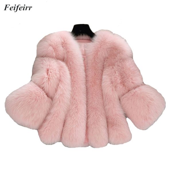 

fashion imitation fur coat autumn winter female 2018 new temperament short warm long sleeve faux fur jakect casaco feminino, Black