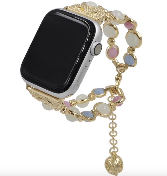 Per cinturino Apple Watch 38mm/40mm 42mm/44mm serie 4 3 2 1 cinturino regolabile braccialetto di perle luminose notturne fatte a mano per le donne