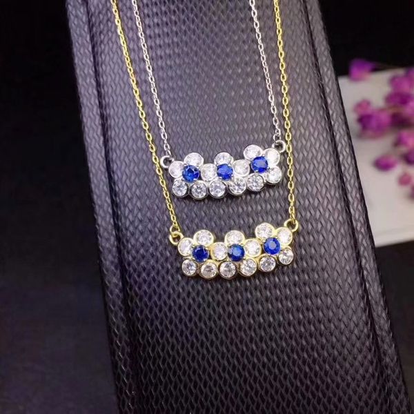 

natural sapphire necklace round 3mm sri lankan sapphire 925 sterling silver necklace beautiful jewelry