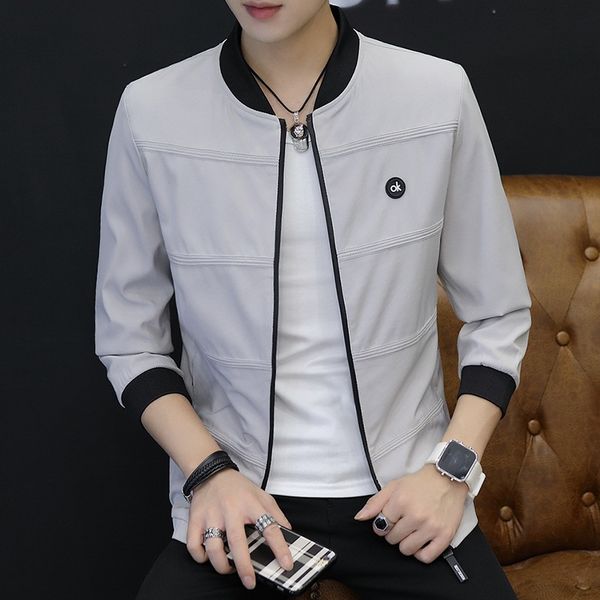 

мужская куртка тонкая осенняя твердая буквы тонкая куртка для мужчин, Black;brown