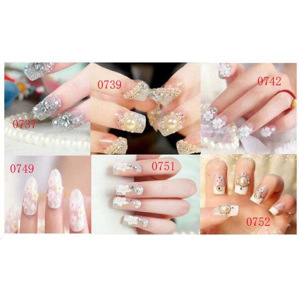Hot Sale Wedding Nails White Series Glitter Tips For Nail Art