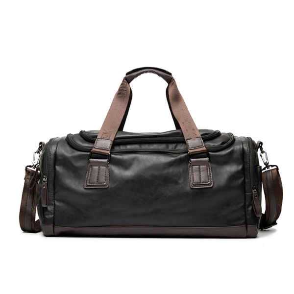 

new vintage pu leather men travel bags large capacity designer duffle bag vintage hand luggage shoulder crossbody bag black