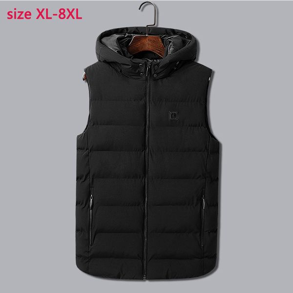 

new arrival warm sleeveless cotton padded vest coat tide casual mandarin collar male super large fashion plus size xl-6xl7xl8xl, Black;white