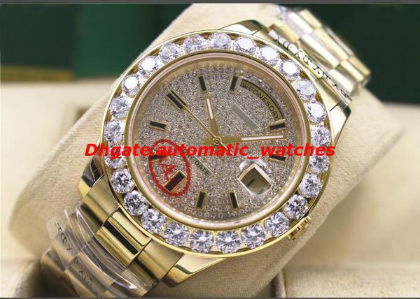 

Luxury Wristwatch President Day-Date 18K Yellow Gold 41MM Diamond Dial Bigger Diamond Bezel Watch Automatic Men's Watch