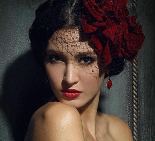 

mini hat red flower rose hats veil gothic lolita fancy, Blue;gray