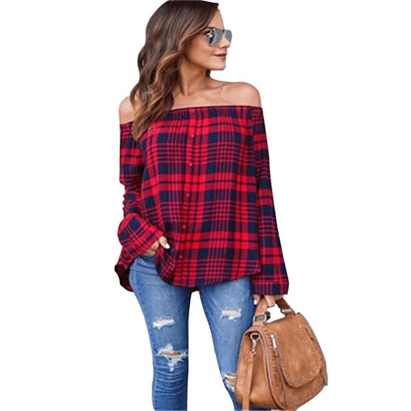 blusa de cuadros roja