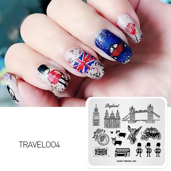 

new arrival travel design cartoon lovely stamping template nail decoration stamp template stencil polish stamp plate, White