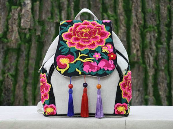 

fashion embroidery shopping national backpacknice bohemian floral embroidered small women backracks nice lady canvas backruck