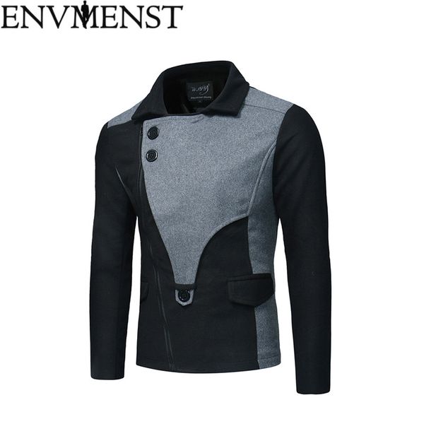 

envmenst 2018 autumn men cotton windbreaker overcoat british style slim fit hooded trench coat long men 3 colors, Tan;black