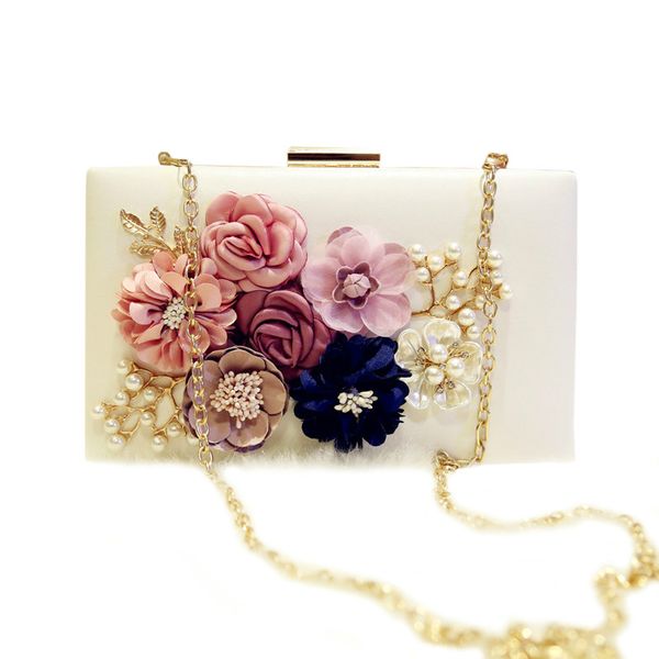 

new arrival 2019 handwork flower pearl bride bags fashion women's clutch bags ladies party chain small shoulder cross-body bag