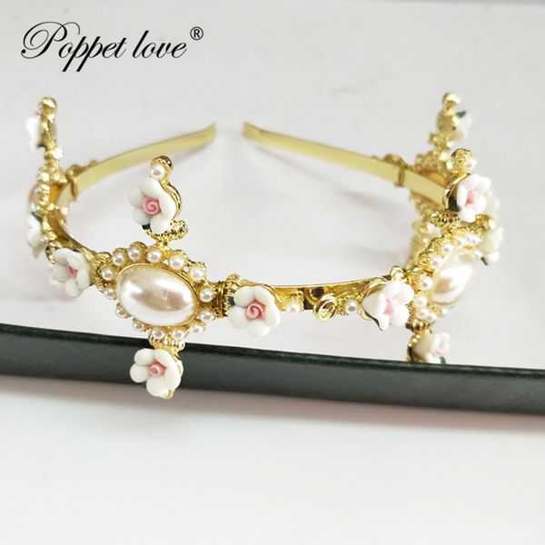 

2018 luxury bridal cross tiaras and crowns crystal hair jewelry for women princess wedding hair accessories wholesale, Golden;white