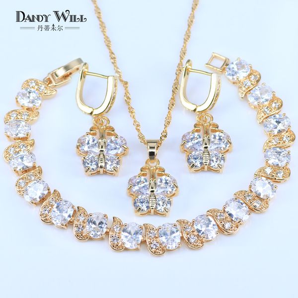 

new arrival women accessories bracelet pendant necklace earrings jewelry set butterfly gril shinny gold color jewelry sets, Slivery;golden