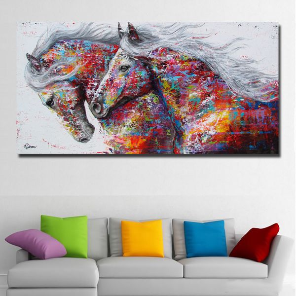 

selflessly animal wall art pictures horse painting for living room home decor canvas painting the two running horse no frame