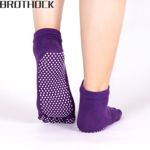 

brothock new yoga five finger socks women yoga socks cotton cotton non-slip soles all refers to five toe foreign trade, Black