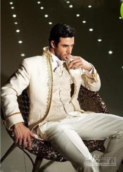 

latest selling ivory groom tuxedos man prom blazer suit men wedding suits bridegroom suit (jacket+pants+vest+tie) 76, Black;gray