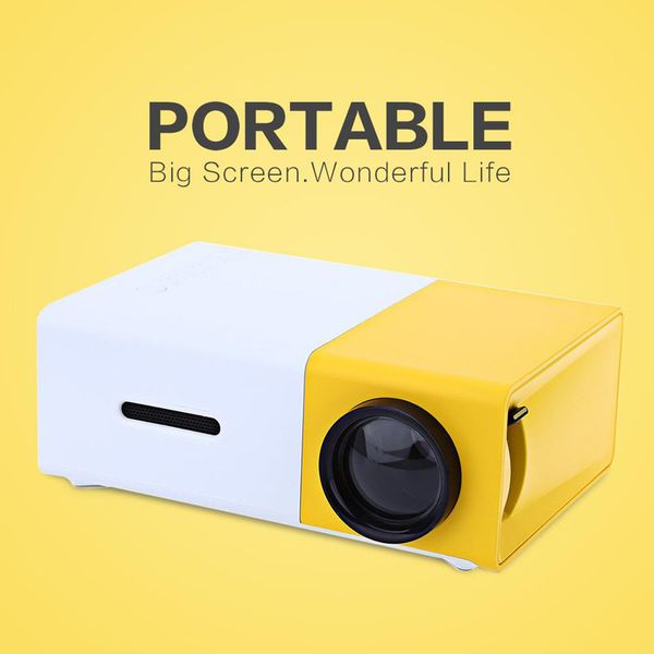 

portable projector yg300 led 400-600lm 3.5mm audio 320 x 240 pixels yg-300 hdmi usb mini projector home media player