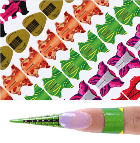 

100pcs adhesive nail form for uv gel nail extension flower kite oval square shape nail art tool diy tips manicure kits, Black