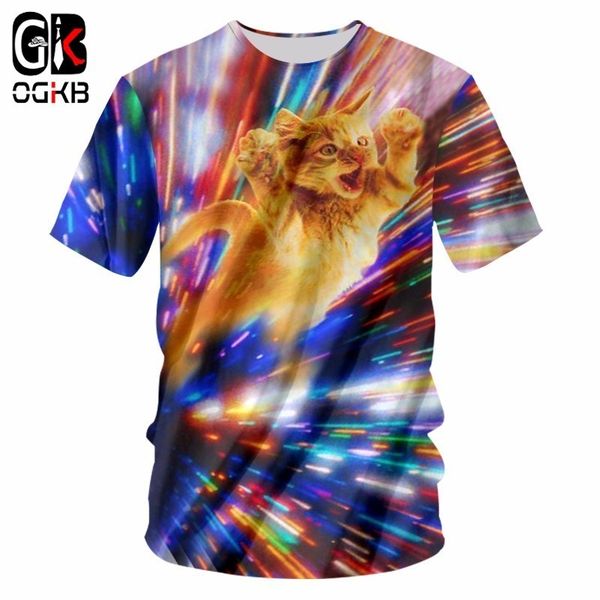 

ogkb cool tshirt men/women 3d print colorful ray cat t-shirts short sleeve summer tees t shirts funny fashion harajuku 7xl, White;black