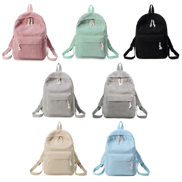 

zipper fashion preppy style women girls students corduroy backpack rucksack school bags