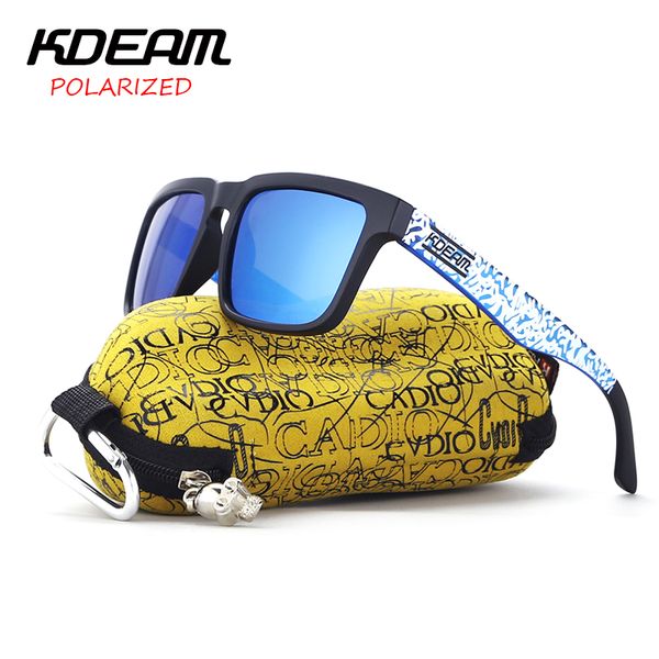 

kdeam 2017 classical sport sunglasses men polarized square sun glasses blue frame & snow design with original case kd901p-c20, White;black